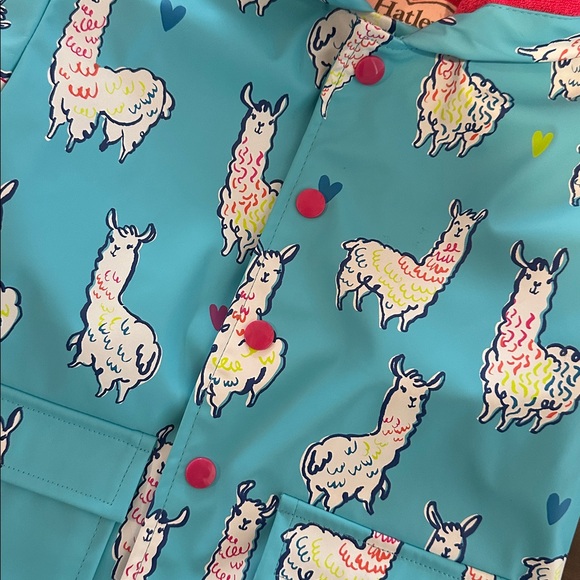 Hatley Blue and Red Kids' Llama Raincoat - Picture 2 of 4